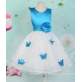 Grace Karin Sleeveless Cheap Flower Girl Dress White and blue CL007552-1